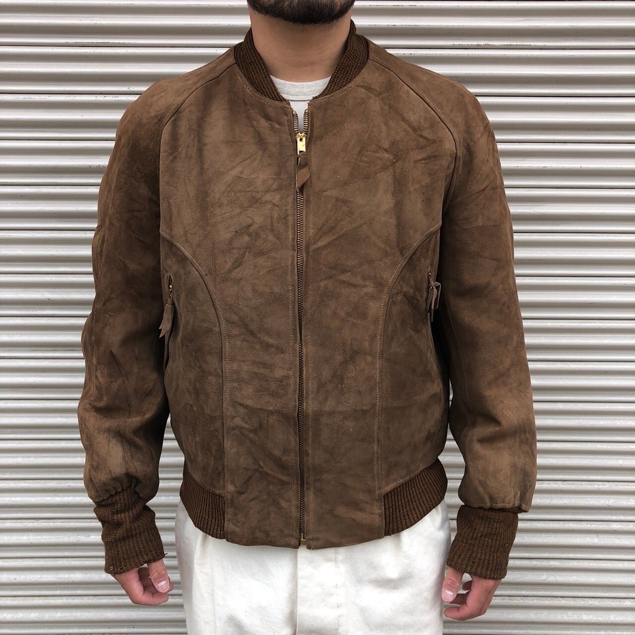 50s USA製 ディアスキン スウェード レザー ブルゾン ジャケット