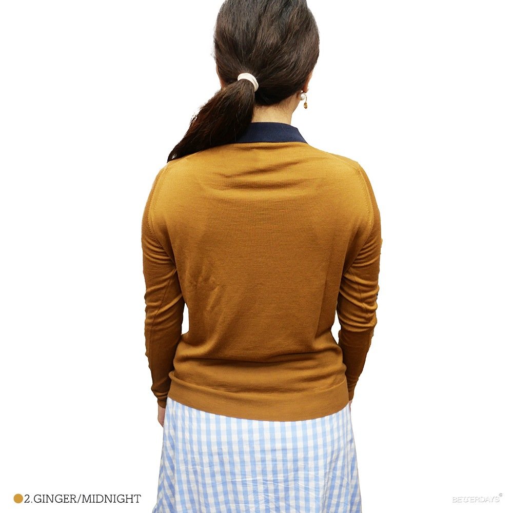 SALE／20%OFF】ニットポロシャツ プルオーバー 長袖 30G クレリック 30