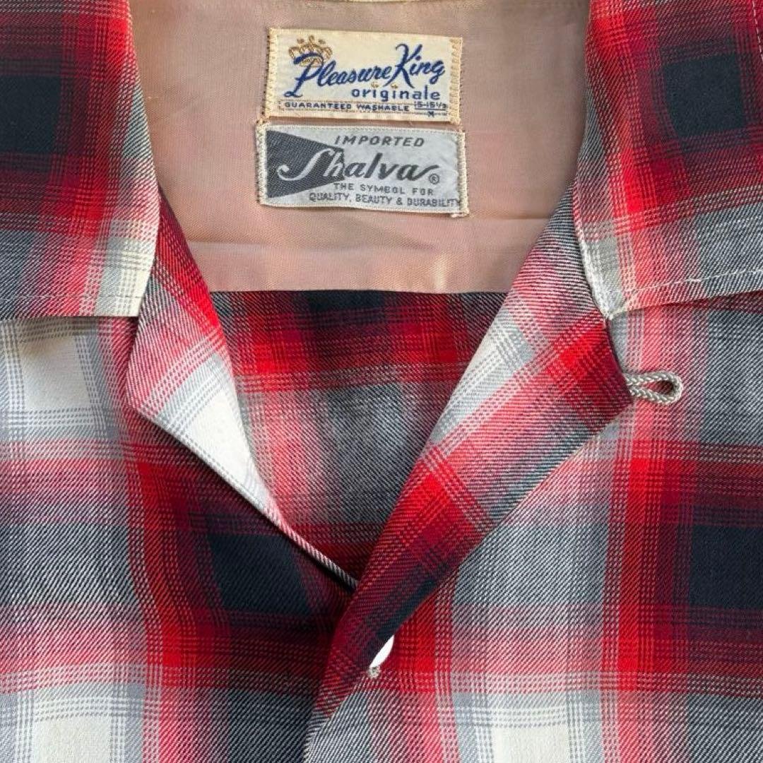 60s オンブレ レーヨンシャツ シャドーチェック ノンウォッシュ