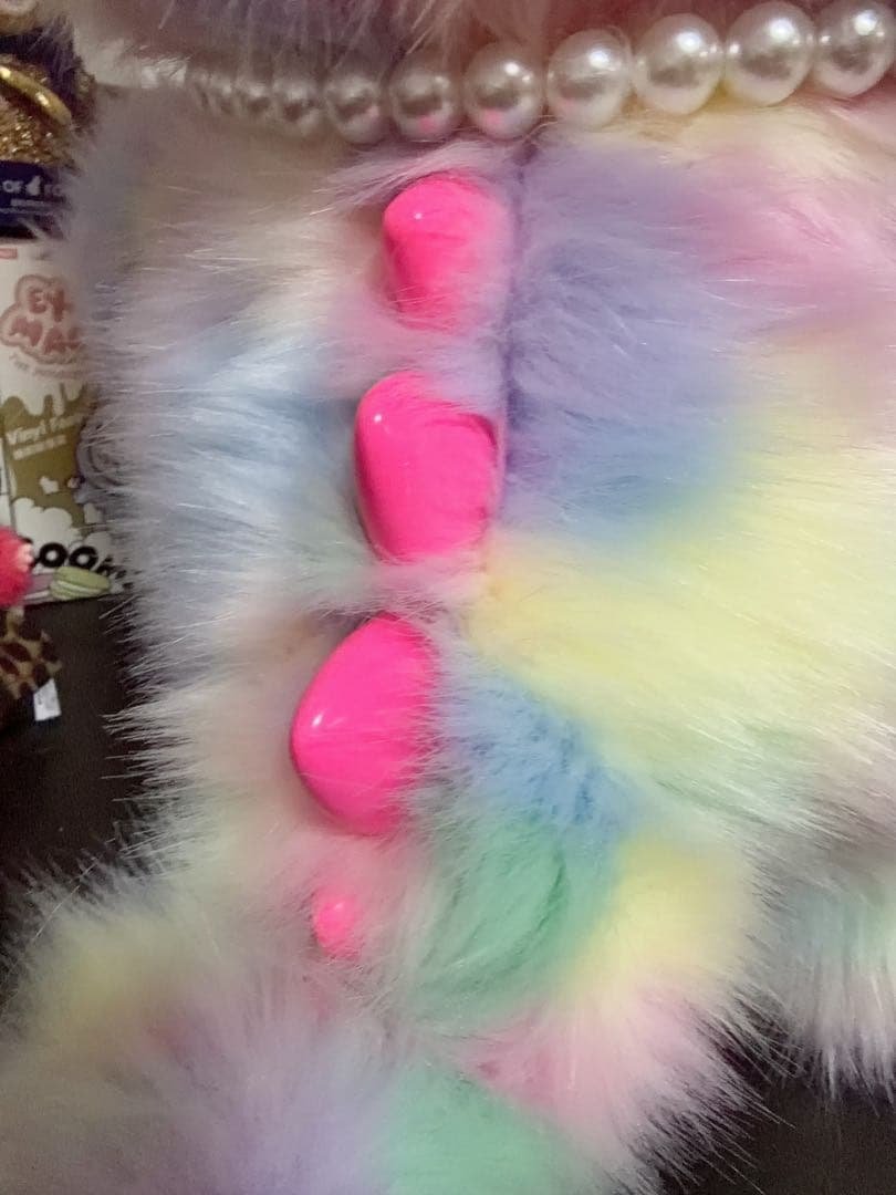 超特大60cm ジモモ 夢色ふわもこ パールネックレス＆ピンク尾びれ