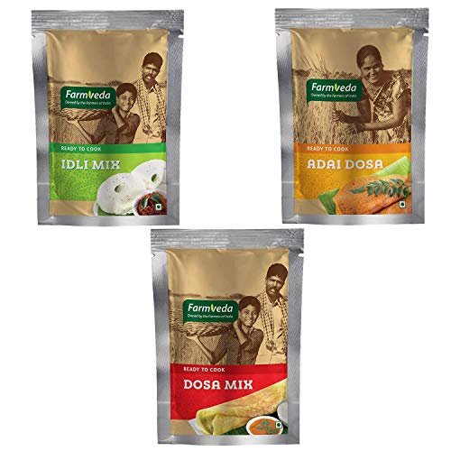 Farm Veda Healthy and Tasty Ready to Cook Breakfast Combo ( South Indian Dosa Mix – 500g , Adai Dosa – 500g and Idli Mix – 250g )